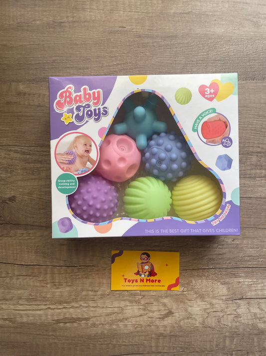 🌈👶6-Piece Sound & Sensory Texture Ball Set