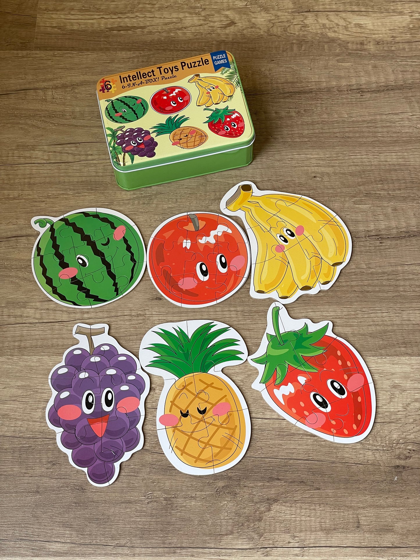 6-in-1 Wooden Puzzle in Travel Tin