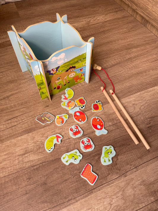3-in-1 Wooden Fishing & Matching Box 🎣📦