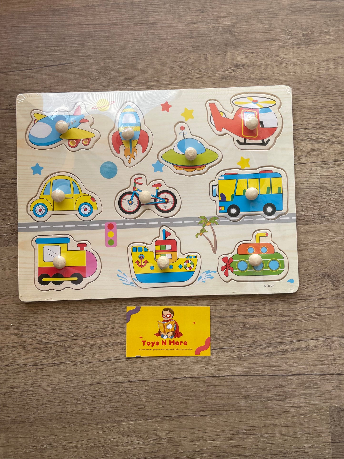Wooden Knob Discovery Puzzle - Montessori Early Learning🧩🪵