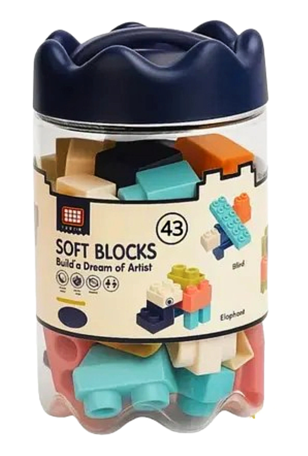 Bucket of Soft Educational Building Blocks x 43 pieces